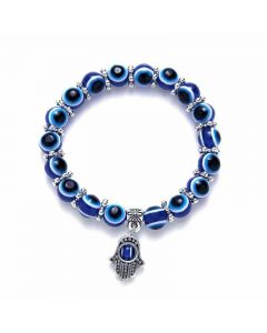 Fashion Blue Evil Eye Bead Good Luck Bracelet Fatima Hand Turkish Jewelry for Women Men