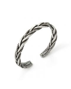 Mens Vintage Open Bangle 925 Sterling Silver Thai Handmade Twisted Cuff Bracelet