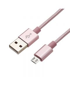 1m Knit Braid USB Data Sync Charging Cable for Samsung Android Phones - Rose Gold