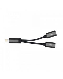 Dual 8Pin Adapter Splitter Jack Headphone Audio Adapter Charger Cable for iPhone 7/7 Plus - Black