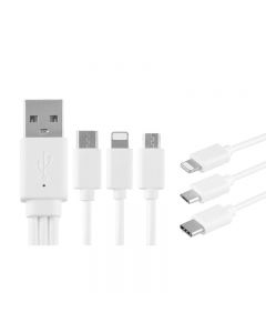20cm 3 in 1 8Pin Lightning Micro USB Data Charging Cable for iPhone Samsung