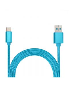 2M Type C Weave Braided High-Quality Data Sync Cable USB Charger Charging Cord - Blue