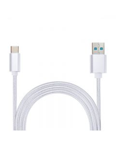 2M Type C Weave Braided High-Quality Data Sync Cable USB Charger Charging Cord - Silver