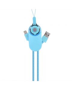 Double-sided USB Cable 2-in-1 Micro USB 8pin Charge Cable for iPhone X 8 Samsung - Blue