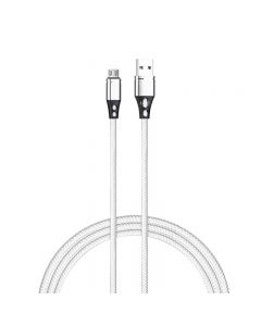 Nylon Braided Alloy Micro USB Charger Cable for Android Cellphone Devices - Silver