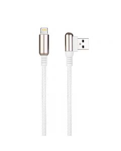 1 M Bullet Shape 8 Pin Lightning Charging Cable Durable Soft Braided Cable for iPhone - White