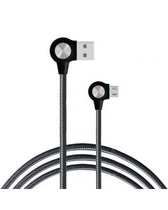 1m 90 Degree L Shape Micro USB Charging Cable Quick Charger Cable Fit for Most Android Phones - Black