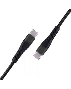 1m USB C to USB C Fast Charger Durable Nylon Braided Charging Cable - Black
