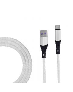 1m Fabric Braided Type C USB 3.1 Charge Cable Durable USB C Charger Cable - White