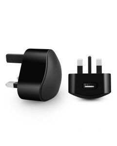 TC136 5V/1A USB Travel Charger 3 pin UK Plug Adaptor - Black