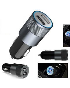 Universal Dual 2 Port USB 12V Car Charger - Gray