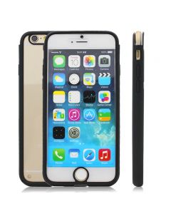 Clear Front and Back Silicone TPU Bumper Case Pouch for 4.7&quot; iPhone 6- Black