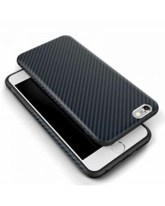 TPU Carbon Fiber Soft Phone Cover Case for iPhone 7 Plus - Dark Blue