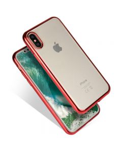 Clear Plating Soft Silicone TPU Back Cover Phone Case for Apple iPhone X/XS - Red