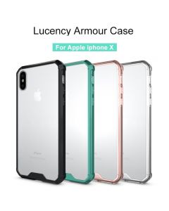 TPU Bumper Grip + Clear Hard Acrylic Phone Case Shell for iPhone X/XS - Transparent