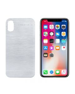 For Apple iPhone X/XS Brushed Metal Skin PC Hard Case Cover - Silver