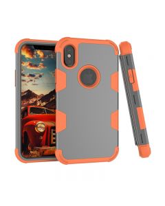 iPhone X/XS PC + TPU Shockproof Bump Protective Contrast Colors Case Back Cover - Grey + Orange