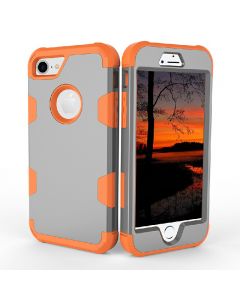 iPhone 7 8 PC + TPU Case Shockproof Bump Protective Shell Back Cover - Grey + Orange