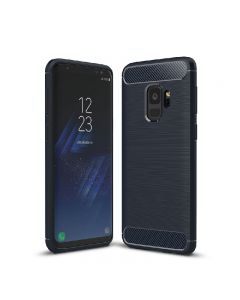 Ultra Slim Carbon Fibre Flexible TPU Shockproof Case Back Cover for Samsung Galaxxy S9 - Blue