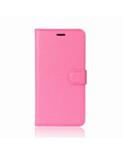 Litchi Texture PU Leather Flip Wallet Case with Card Slots for Samsung Galaxy S9 - Rose Red