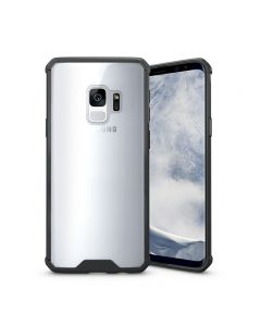 Samsung S9 TPU Bumper Grip Clear Hard Acrylic Phone Case Shell - Black