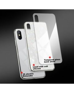Magnetic Absorption Marble Tempered Glass Case Coverlass Cover Marble iPhone XS - White