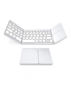 Multi Device Universal Wireless Bluetooth Keyboard Foldable Keyboard with Touch Pad for iOS Android Windows iPhone iPad Tablet MAC - White