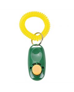 Dog Puppy Pet Clicker Keyring Teaching Tool Obedience Training Keyring Wrist UK - Green