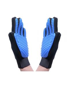 1 Pair Pet Grooming Glove Deshedding Brush Hair Remover Mitt Massage Tool - Blue