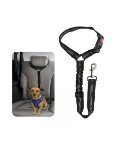 Headrest Anti Shock Pet Dog Car Seat Belt Bungee Lead Travel Safety Harness - Black