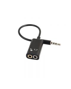 3.5mm Stereo Splitter Audio Male to Earphone Headset + Microphone Adapter - Black