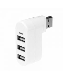 3 Ports USB 2.0 Mini Rotate Cable Splitter Hubs Adapters for PC Notebook - White