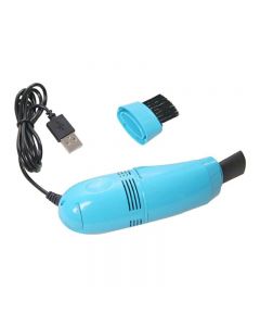 Mini USB Keyboard Vacuum Cleaner with Mini Brush Dust Cleaning Kit - Light Blue