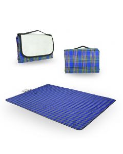 Picnic Blanket Car Travel Camping Outdoor Mat Rug with Carry Handle - Blue