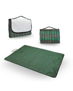 Picnic Blanket Car Travel Camping Outdoor Mat Rug with Carry Handle - Green