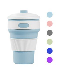 Collapsible Silicone Telescopic Water Bottle Foldable Portable Leakproof Cup - Light Blue