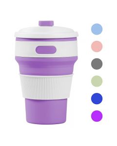 Collapsible Silicone Telescopic Water Bottle Foldable Portable Leakproof Cup - Purple