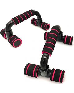 Set of 2 Push Up Floor Stands Foam Handle Engineering Plastics Tube for Muscle Training - Red