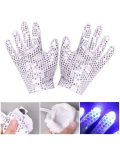 1 Pair LED Colorful Flashing Finger Lighting Sequin Gloves for Holiday Party Events Shows