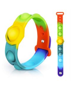 Simple Dimple Push Bubble Fidget Bracelet Portable Sensory Product Stress Relief - Rainbow