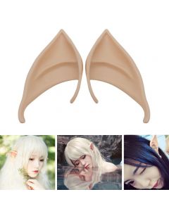 1 Pair Elf Ears Rubber Latex Prosthetic Tips Angel Pixie Fairy Cosplay Party 10 cm - Dark Skin