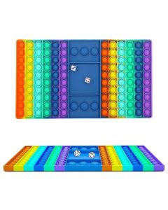 Big Size Push Fidget Rainbow Chess Board Push Bubble Popper Fidget Interactive Stress Relief with Dice - Rainbow