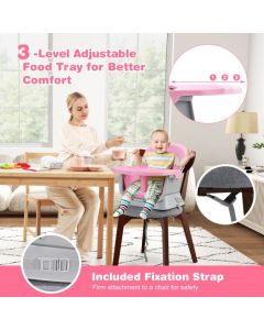 6-in-1 Baby High Chair with 5-Point Harness and Removable Tray