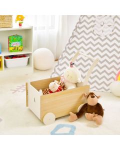 2-In-1 Wooden Baby Learning Walker with Storage Chest and 4 Wheels
