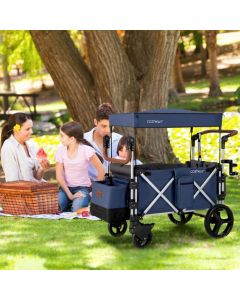 Push Pull Stroller Wagon with Adjustable Handle Bar
