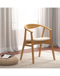 Bamboo Accent Chair with Curved Backrest and Soft Padded Seat Cushion
