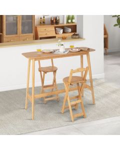 120x45x99cm Bamboo Bar Table with Footrest and Footpads for Home Kitchen