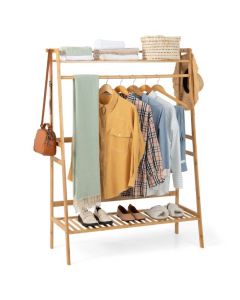 Bamboo Clothing Rack with Top Shelf