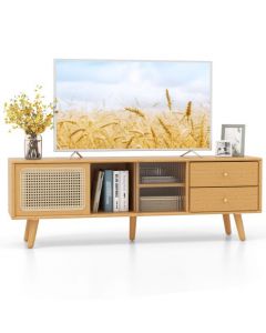 Bamboo TV Stand Modern Console Table for TV up to 65 Inch