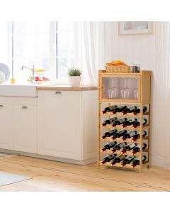 20 Bottles Bamboo Wine Bar Rack Cabinet